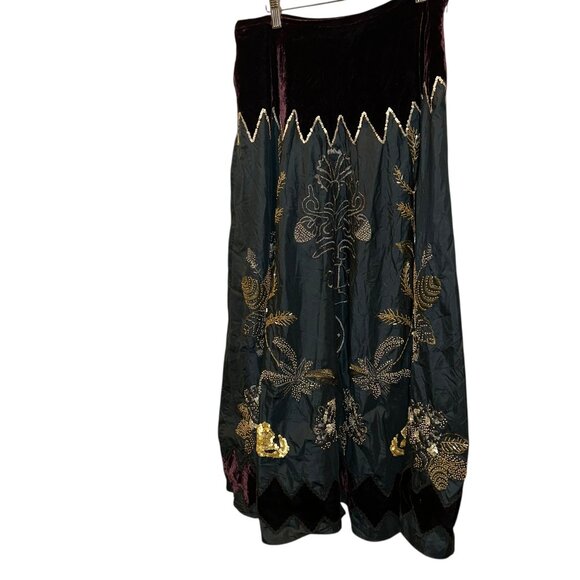 Armand Ventilo Collection purple gold embellsihed beaded velvet maxi skirt 40 - Picture 1 of 6